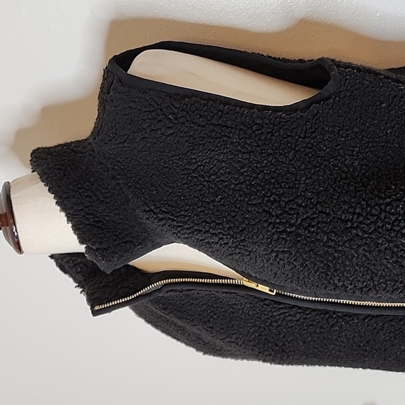 NEW J. Crew Womens Sherpa Vest Gold Zippers Teddy Bear Comfy Jacket Preppy Chic - Picture 9 of 10